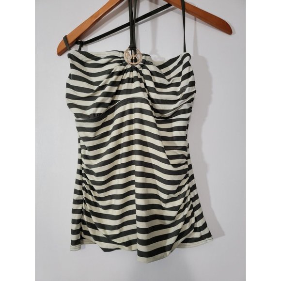 New Michael Kors Swimsuit Tankini Top Size S Logo Ring‎ Nigh Neck Ivy - Picture 1 of 5